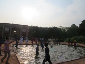 It was VERY hot the day we went to Humayun's Tomb. Children were playing in all of the fountains surrounding the tomb.